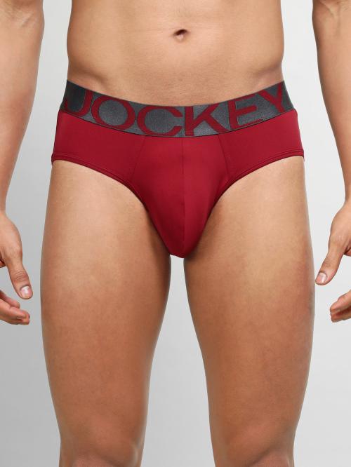 Jockey IC27 Men's Red Pepper Solid Nylon Briefs