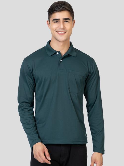 YHA Polo Neck Full Sleeves Men's Tshirts Bottle Green
