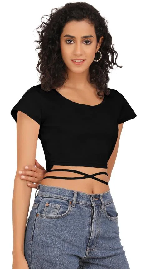 AD2CART A4307 Womens Cotton V notch Neck Butterfly sleeve croptop
