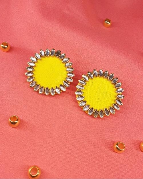 HOPMEE Handmade Kundan Jhumka Earrings Fabric Stud Earring ()