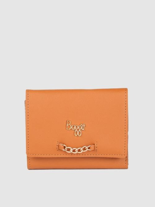 Baggit Women Tan Brown Synthetic Leather Lz Vikko Lori Three Fold Wallet