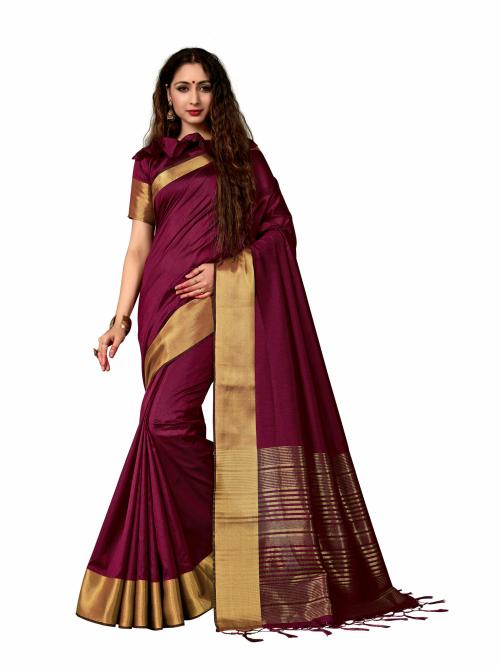 Utsav Silk Wine Colour Woven Design Saree for women