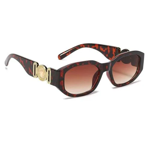 UV Protected Retro Rectangular Sunglasses for Men & Women (Leopard-Print)