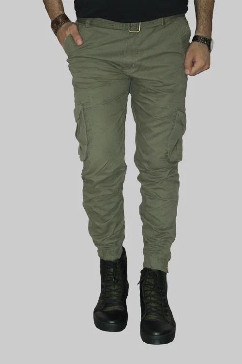 Warburg Men Light Green Solid Cotton Cargos (32)