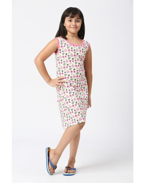 SINI MINI Girls Cotton Dress With Allover Printing (Pack of one)