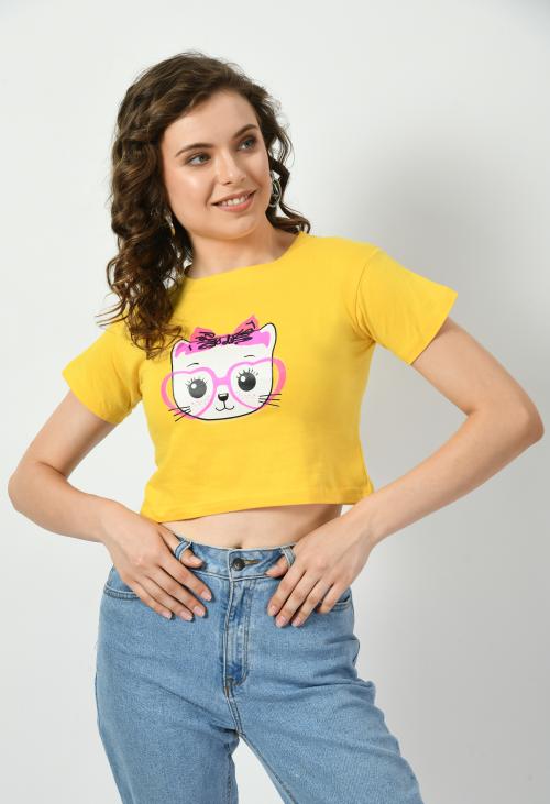 Legit Affair Hello Kitty Yellow Printed Tee