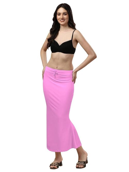 WOO THING Saree Shapewear Petticoat Stretchable Thigh & Hip Shaper Saree Silhouette Shapewear for Women-LIGHT PINK-L