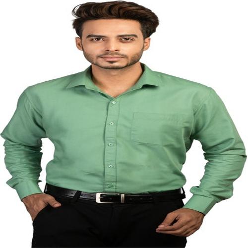 MAN-CHESTER Men Solid Formal Light Green Shirt ()