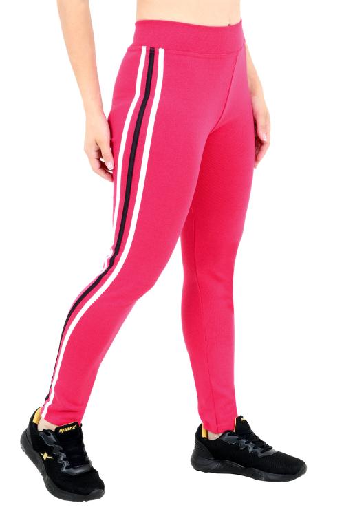 Keoti Gym & Sports Wear Leggings Ankle Length - Workout Trousers - Stretchable Striped Jeggings - Yoga Track Pants for Girls & Women