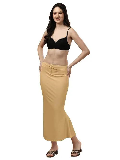 WOO THING Saree Shapewear Petticoat Stretchable Thigh & Hip Shaper Saree Silhouette Shapewear for Women-BEIGE-XL