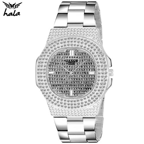 hala Stylish Party Wedding Amazing Look Cool Style Analog Watch - For Men HL-1045-Crystal Silver Attractive Designer