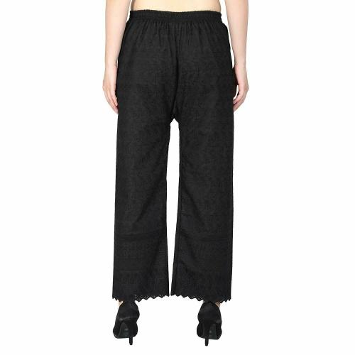 ALAXENDER Women Palazzo Lounge Pants Casual Straight Leg High Waist Stretch Pants (BLACK)