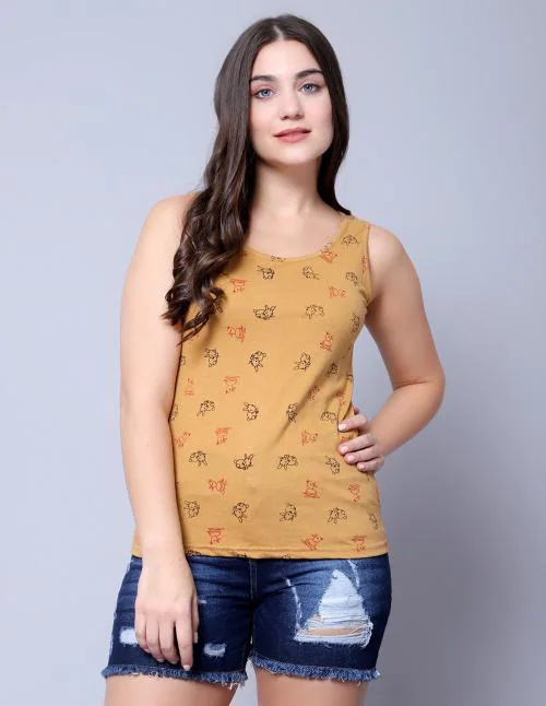 DIAZ Women's Cotton Multicolor Tank top|Women's Cotton Rich Printed Tank Top|Women's Regular Fit Tank Top