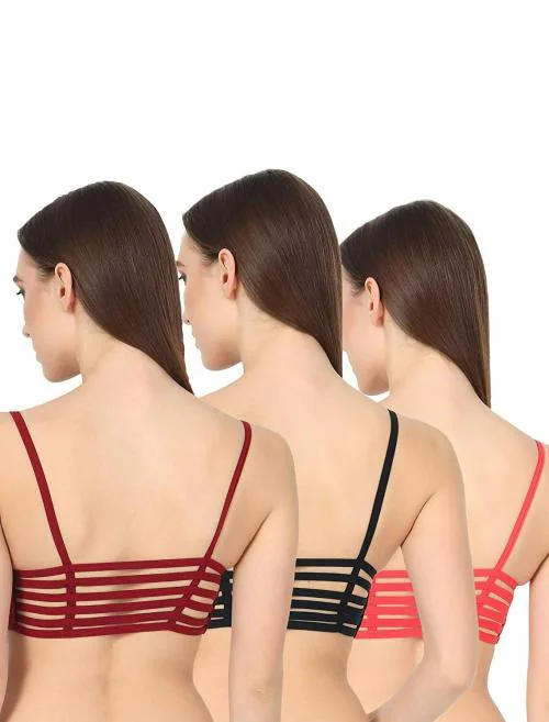 SPIRIT BEAUTY Six Straps Slip on Bra with Light Padded (Pack of 3)