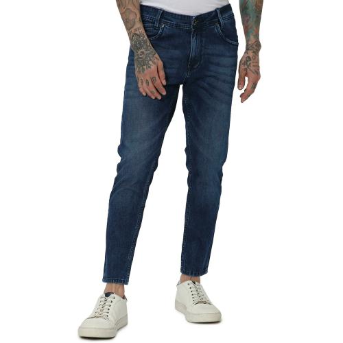 Mufti Dark Indigo Blue Ankle Length Originals Stretch Jeans