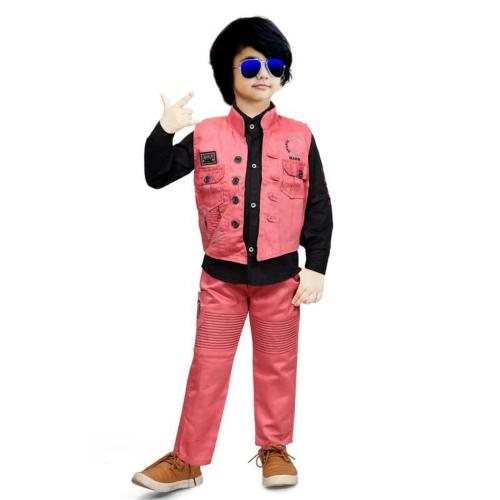 Sagun Dresses Boys Baby Pink 3 Piece - Coat, Pant And Full Shirt Party Suit Clothing Set (3-4 Y)