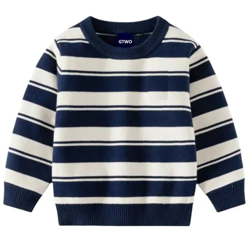 GTWO Kids Winter Wear Dress Striped Handmade Woolen Full Sleeve Round neck Cardigan Sweater, Sweatshirt for Baby Boys