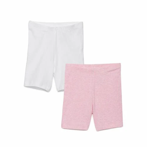 Charm n Cherish Girls Shorts - Solid White and Pink Combo - Pack of 2