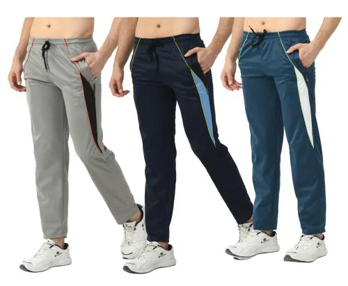 KAYU Mens Solid Polyester Lower/Track Pants (Pack of 3) Multicolor