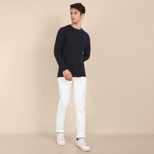 Tom Hiddle Mens solid full sleeve Premium cotton Tshirts | Pack of 1 | Navy | S