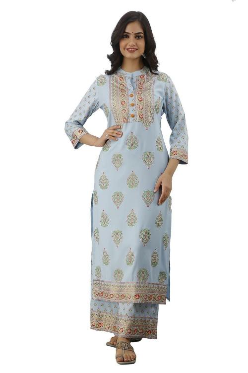Dmp Fashion Women Light Blue Kurta & Palazzo Set