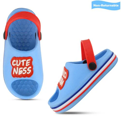 SMARTOTS Kids Stylised Comformtable Lightweight CuteNess Typographic Light Blue Casual Clogs for 15 Months to 3.5 Years Boys/Girls/Toddler/Infant/Babies