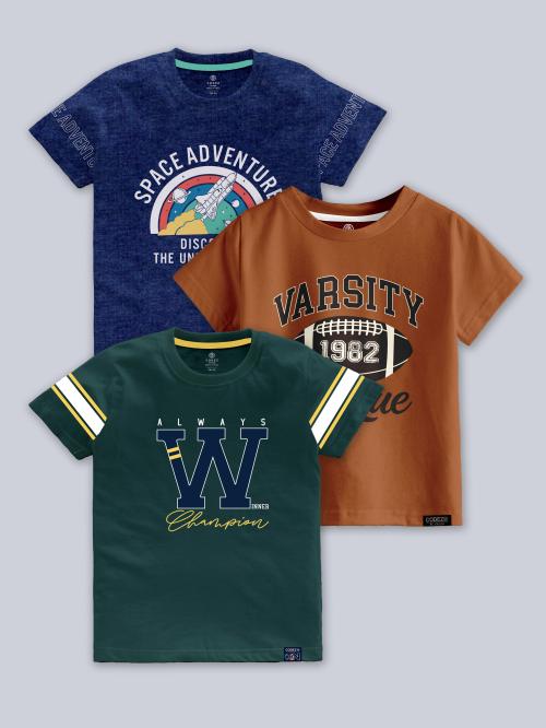 Codez boys tshirts| T-shirts for boys| Boys printed tshirts| Boys casual tshirts | Trendy tshirts for boys| Regular fit tshirts for boys | Multicolor | 13-14 Y