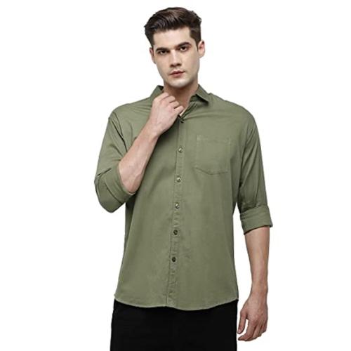 World-X Keep Walking Men's Solid Slim Fit Casual Full Sleeves Shirt