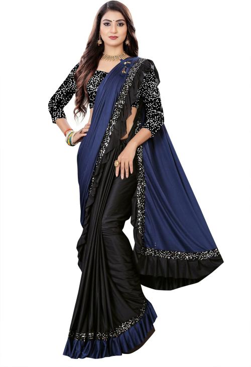 Keltax Store Women Black Solid Lycra Blend Saree