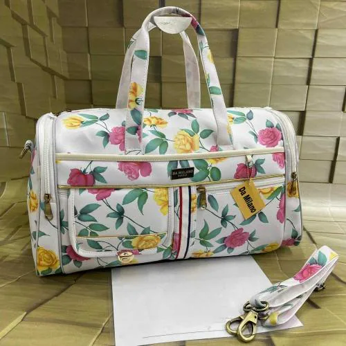 Catchy Yellow Flower PRINTED LEATHER DUFFEL BAG Ideal For Travelling & Gym Bag For Women