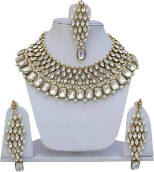 Buy Hs fatio Copper Necklace and Anklet Set (White) Online at Best