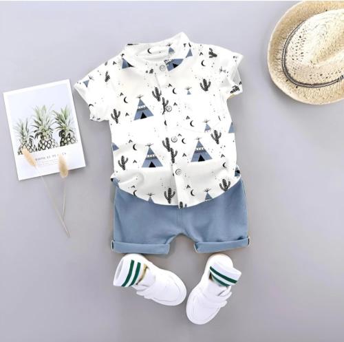 Vikita Enterprise Boys And Girls Grey Printed Hosiery Party Shirt Shorts (6 - 12 M)