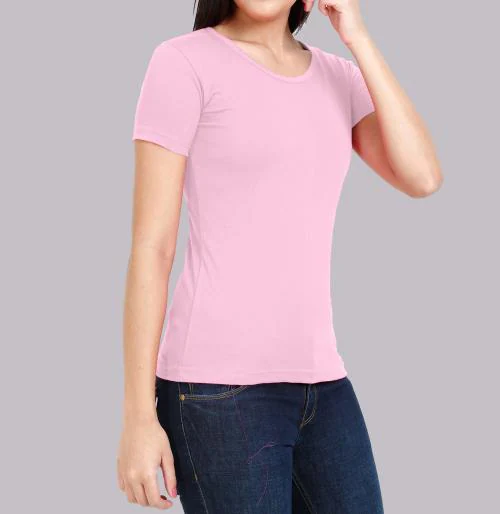 eDESIRE Fashion Casual Wear T shirt (Light Pink) Solid Plain Round Neck Cotton Tshirt for Women Girls - Plus Size Also Available T Shirts | Women Tops | T Shirt for Women