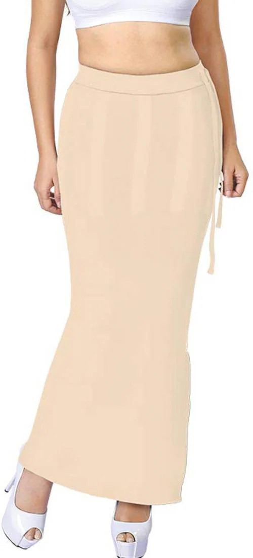 Veeva Beauty & Fashion Women Beige Self Design Lycra Blend Petticoat (L)