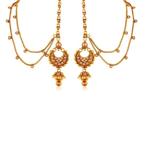 Buy Accessher Brass Jewellery Rajwadi Copper Antique Gold Chandbali
