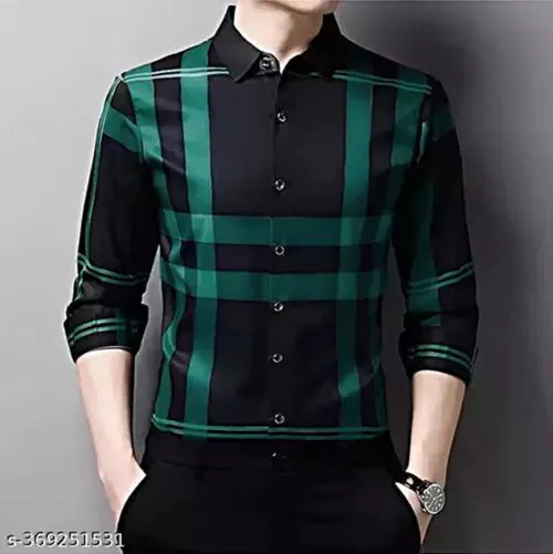 OCtaviAN MENS FULL SLEEVE LYCRA SHIRT Men's Shirts || Tropical Printed Shirts for Men || Summer Wear Shirt for Men || Perfect for Outing || Vacation || DateWear Shirt for Boys || printed shirt||solid striped shirt||trendyshirt||shirt for men Green-XL