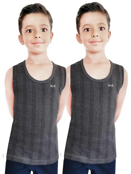 Hap Boys And Girls Grey Cotton Pack Of 2 Sleeveless Top 80___10-11 Y