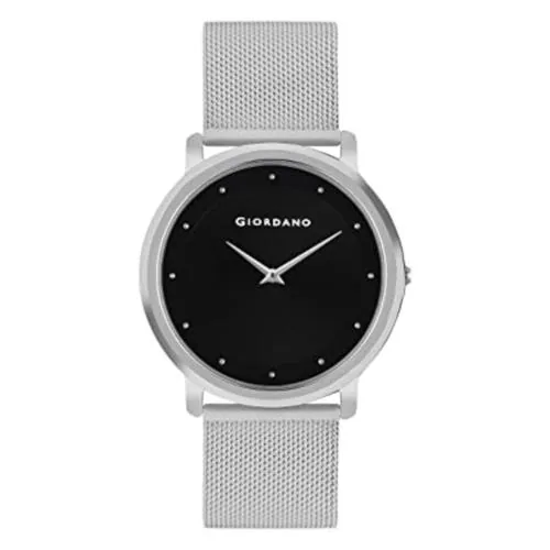 Giordano Analog Black Dial Silver Strap Watch For Men
