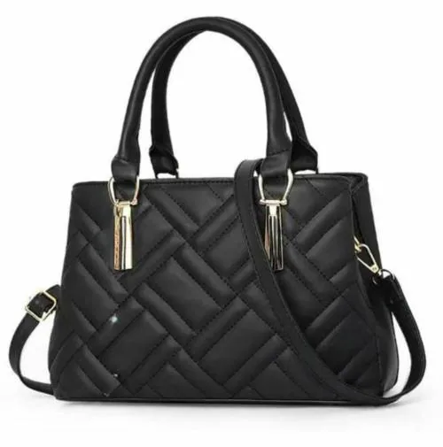 Hercraft Shoulder Pu-Leather Handbags For Women'S. - (2 Compartment, 2 Pocket And 2 Handle) Black