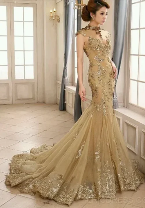 RAIKA Golden Bridal Gown
