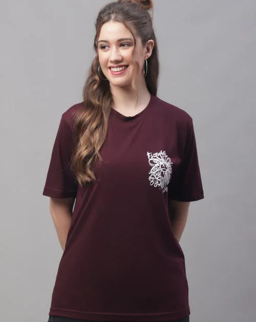 Obaan Women's Cotton Half Sleeves Round Neck Printed T-shirt