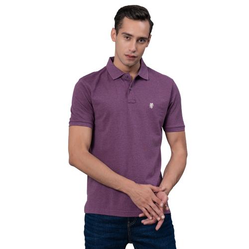 Red Tape Mauve Melange Solid Poly Cotton Men's T-Shirt