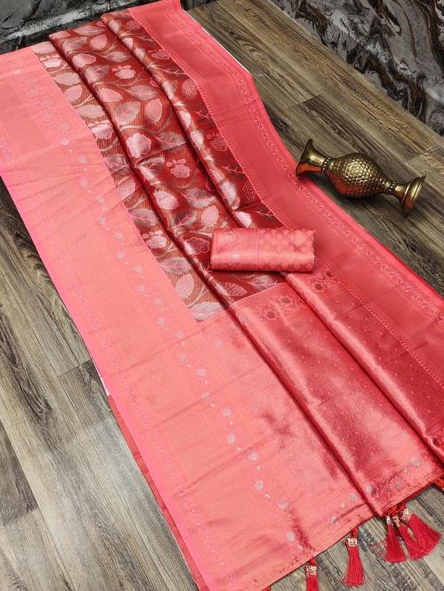 Pure Kanjivaram Silk weawing Gajri Color Saree for women