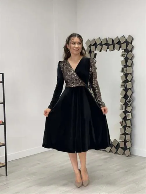 Thapnath Woman Copper Fancy Sequin Dress S