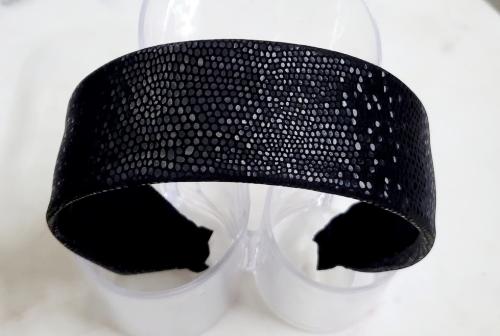 Unique Stunning & Elegant Handcrafted Headband (Solid Black Snake Leatherette)