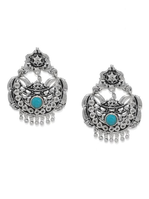 Ayesha Silver Metal Crescent Shaped Chandbalis For Women