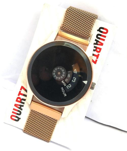 Noman Analog Black Dial Rose Gold Strap Watch For Boys And Girls