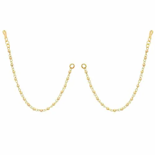 Jewelopia 1 Layered Ear Thread Traditional Champaswaralu Gold Long Bridal Wedding Ear Chain Kaan Chain Jewellery for Women & Girls