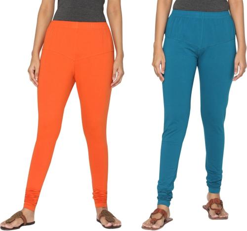 TSG Bliss Multicolor Solid Cotton Blend Churidar Leggings (Pack of 2) (Free Size)