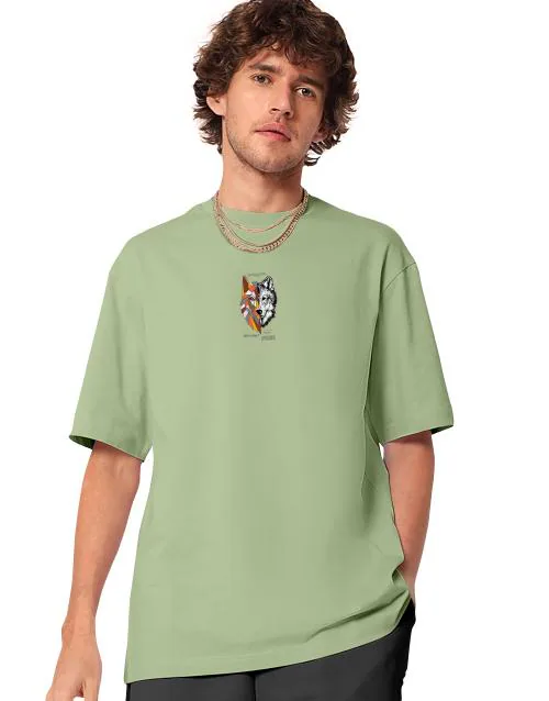 Fionaa Trendz oversized tshirt for men Olive Printed Cotton Round Neck T-shirt (XL)